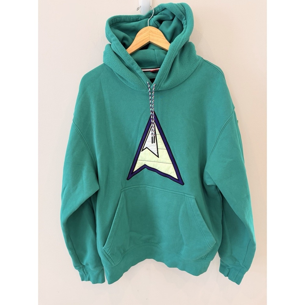 Nike Air Jordan Green Hoodie Mountain Patch Logo Standard Fit L